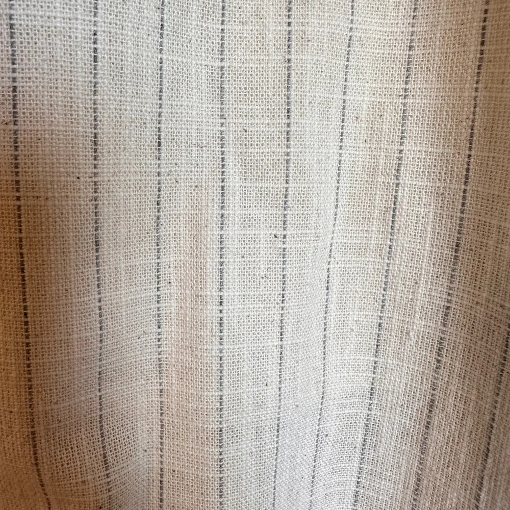 Zara Striped Drawstring Pants Womens XL 34x28 Cream Cotton Blend Straight Leg